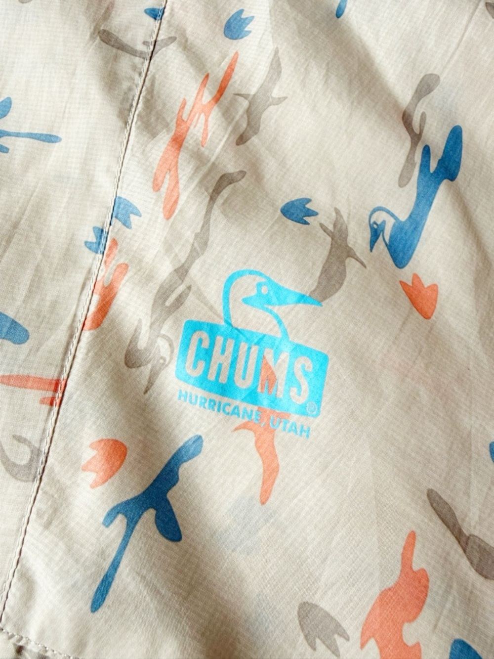 VTG 90s Y2K Chums Beige Duck Print Lightweight Anorak Windbreaker Hooded Jacket - Picture 2 of 10